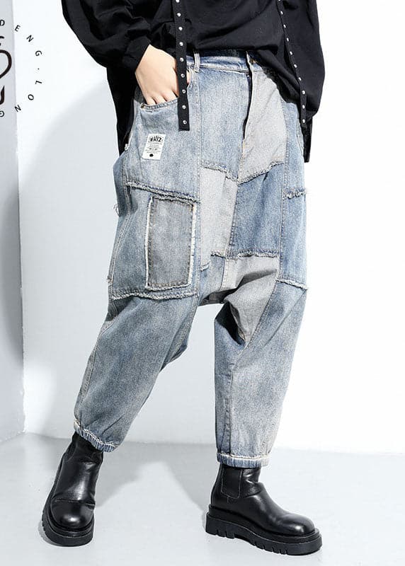 Beautiful Blue denim Patchwork Pants Spring AT-LPTS220111