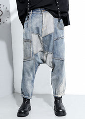 Beautiful Blue denim Patchwork Pants Spring AT-LPTS220111