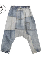 Beautiful Blue denim Patchwork Pants Spring AT-LPTS220111