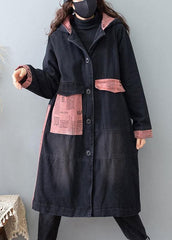 Beautiful Denim Black Quality Clothes For Women Tutorials Hooded Pockets Spring Coats TCT210101