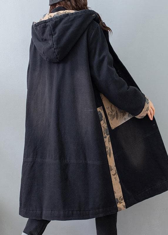 Beautiful Denim Black Quality Clothes For Women Tutorials Hooded Pockets Spring Coats TCT210101