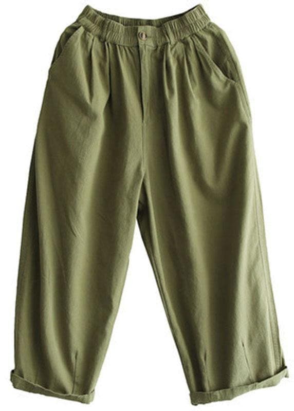 Beautiful Green Cotton Loose Harem Summer Pants GK-LPTS210721