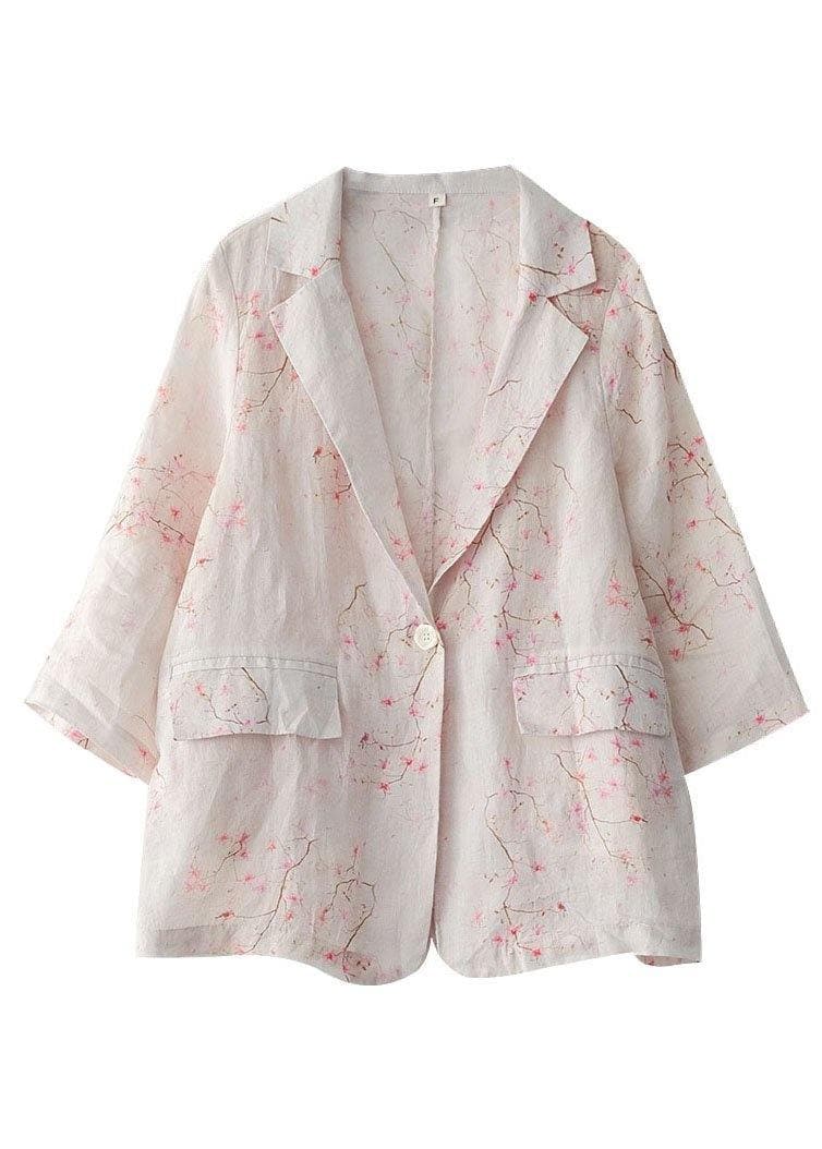 Beautiful Print Pockets Summer Ramie Coat GK-HTP210721