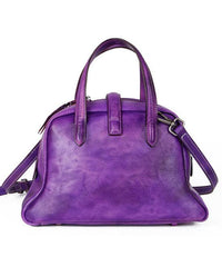 Beautiful Purple Embossing Paitings Calf Leather Satchel Handbag BGS220210