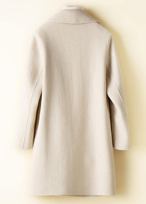 Beautiful beige Fashion tunic pattern design Peter pan Collar Woolen Coats TCT200915