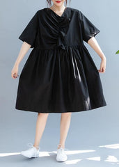 Beautiful black clothes For Women v neck Cinched A Line summer Dress SDL200725