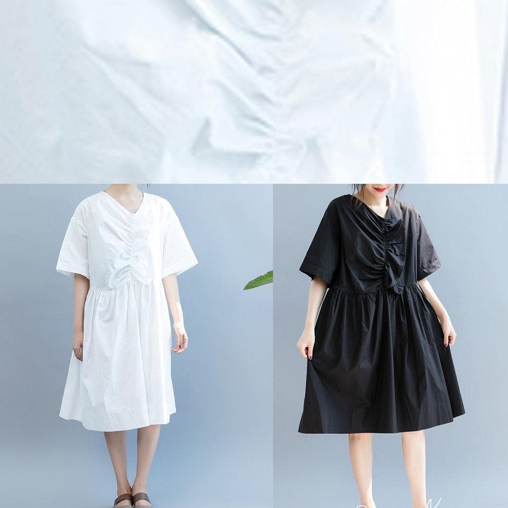 Beautiful black clothes For Women v neck Cinched A Line summer Dress SDL200725