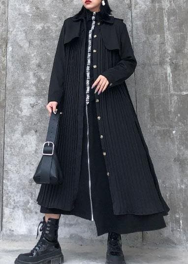 Beautiful black cotton quilting clothes lapel Cinched Maxi Dresses AT-FDL191231