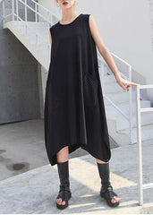 Beautiful black striped pockets cotton clothes sleeveless Maxi summer Dresses AT-SDL190411