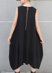 Beautiful black striped pockets cotton clothes sleeveless Maxi summer Dresses AT-SDL190411