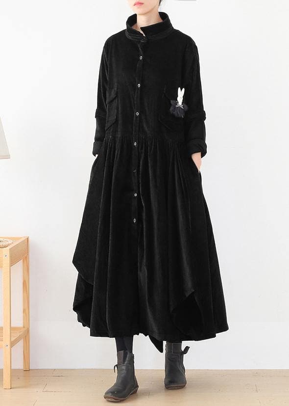 Beautiful false two pieces  polo collar coats women black loose outwears AM-TCT201223