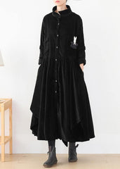 Beautiful false two pieces  polo collar coats women black loose outwears AM-TCT201223