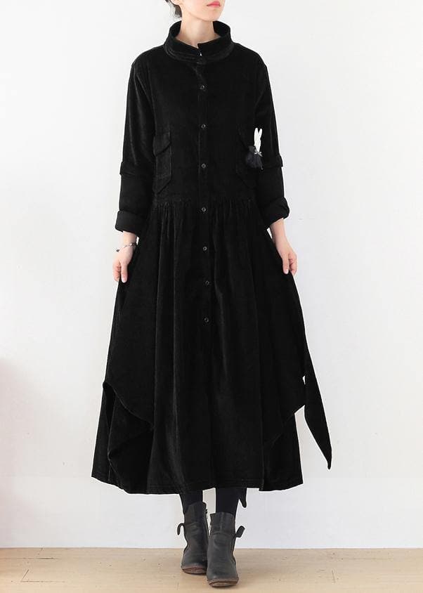 Beautiful false two pieces  polo collar coats women black loose outwears AM-TCT201223