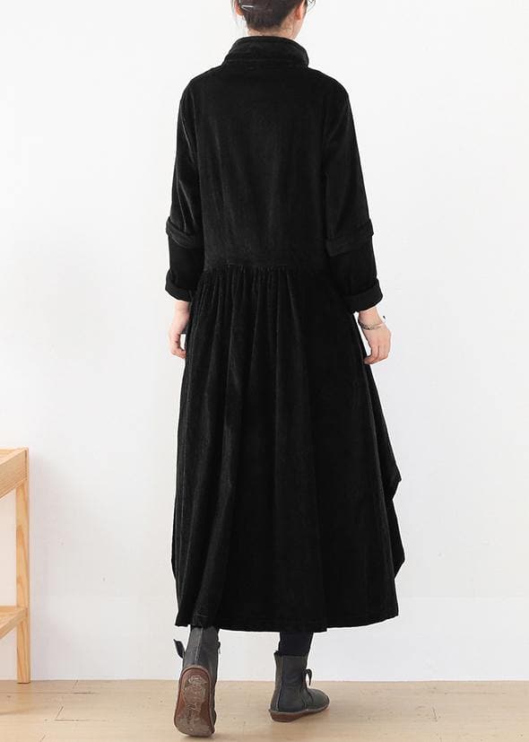 Beautiful false two pieces  polo collar coats women black loose outwears AM-TCT201223