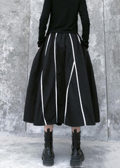 Beautiful high waist cotton asymmetric striped Long Shirts design black long Dresses AT-SKTS200120