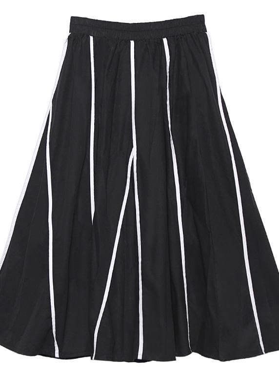 Beautiful high waist cotton asymmetric striped Long Shirts design black long Dresses AT-SKTS200120