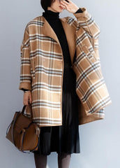 Beautiful khaki plaid Fashion clothes For Women Neckline o neck winter coat TCT191125