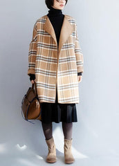 Beautiful khaki plaid Fashion clothes For Women Neckline o neck winter coat TCT191125