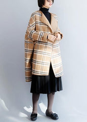 Beautiful khaki plaid Fashion clothes For Women Neckline o neck winter coat TCT191125