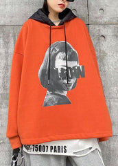 Beautiful orange Figure printing clothes For Women Tutorials hooded blouse AT-LTP201217