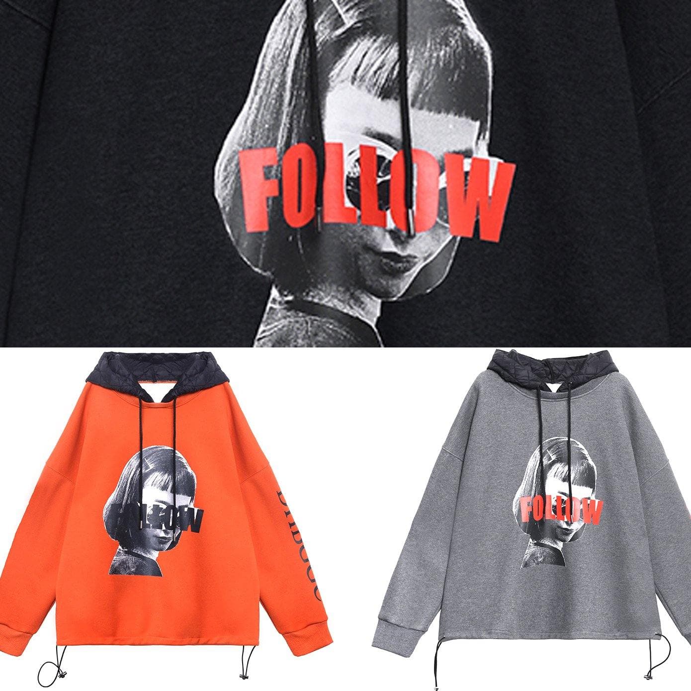 Beautiful orange Figure printing clothes For Women Tutorials hooded blouse AT-LTP201217