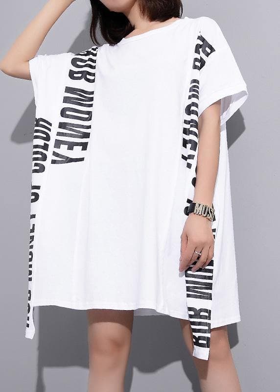 Beautiful white cotton crane tops alphabet prints tunic summer shirts AT-STP190411