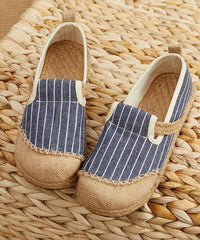 Beige Striped Cotton Linen Flat  Flat Shoes For Women PDX210630