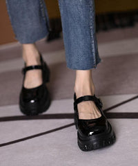 Black Flat Feet Shoes Buckle Strap Platform Flat Shoes For Women XZ-PDX210728