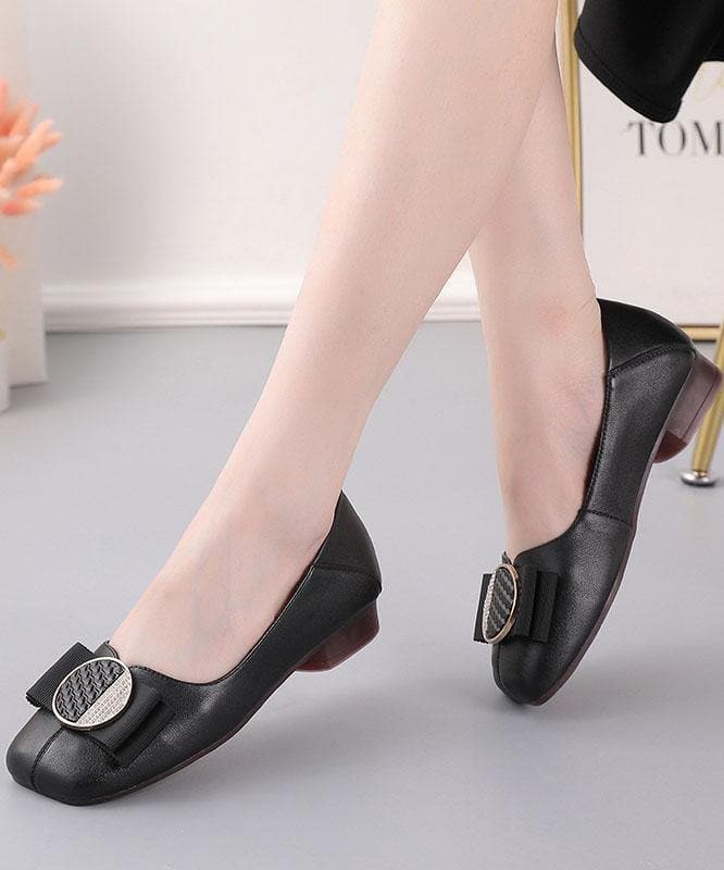 Black Loafer Shoes Genuine Leather Women Splicing Loafer Shoes XZ-PDX210728