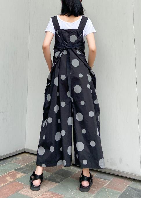 Black polka dot overalls 2021 new loose large size nine points straight wide leg pants dylinoshop