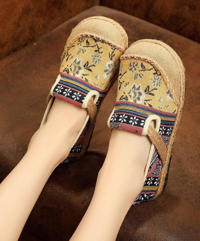 Blue Jacquard Flats Cotton Linen Fabric Unique Splicing Flat Shoes PDX210630