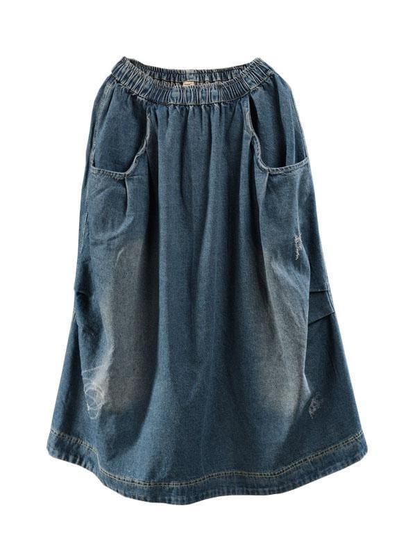 Blue Pockets Retro Patchwork Summer Skirts Denim GK-SKTS210715