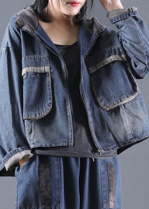 Blue Pockets denim Jacket Zip Up Spring BSDJK-CTS211130