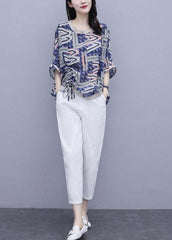 Blue Print Top And Pants Two Pieces Set Summer GK-TPIEC220422