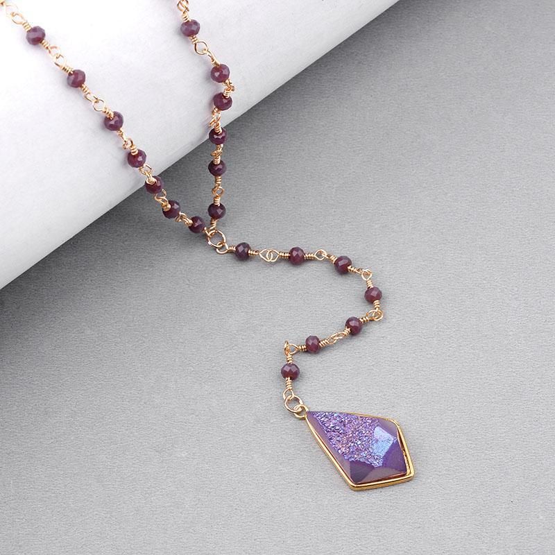 Bohemia Purple Crystal NKS211 Long Necklaces Charm Jewelry Touchy Style