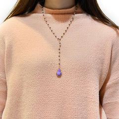 Bohemia Purple Crystal NKS211 Long Necklaces Charm Jewelry Touchy Style