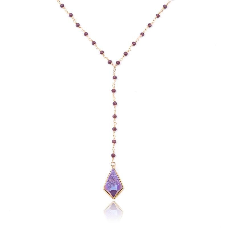 Bohemia Purple Crystal NKS211 Long Necklaces Charm Jewelry Touchy Style