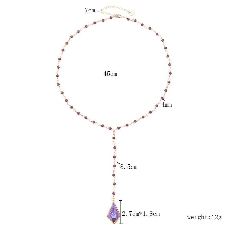 Bohemia Purple Crystal NKS211 Long Necklaces Charm Jewelry Touchy Style