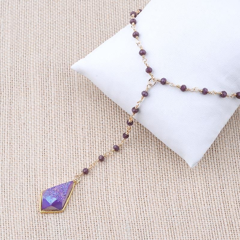 Bohemia Purple Crystal NKS211 Long Necklaces Charm Jewelry Touchy Style