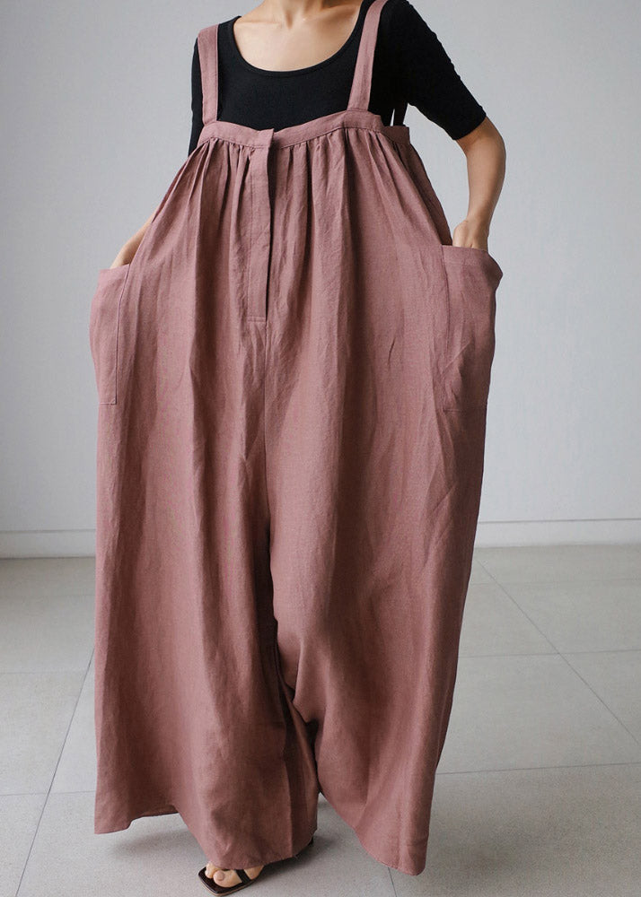 Bohemian Brown Slash Neck Pockets Jumpsuit Pants Summer dylinoshop