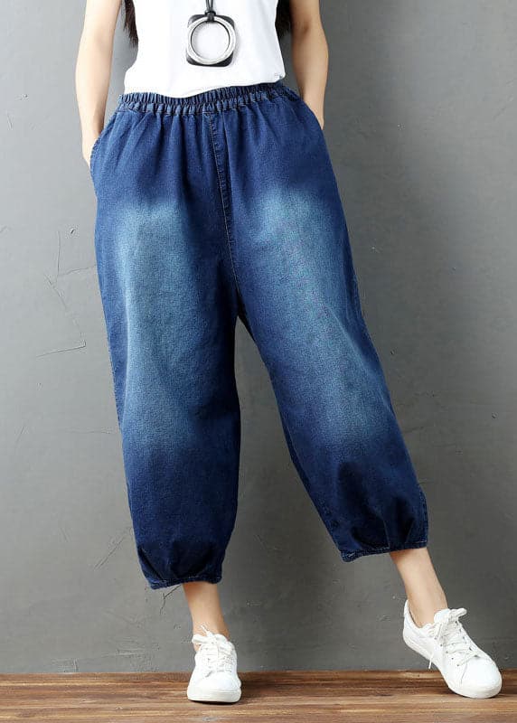 Bohemian Denim blue wrinkled lantern Pants Spring YSBS-LPTS220118