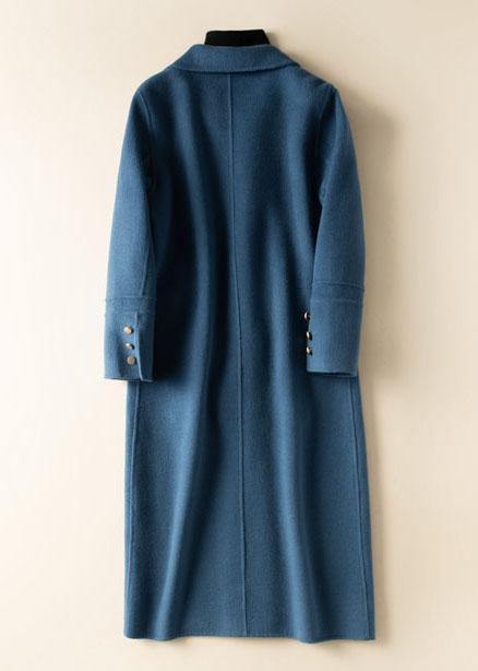 Bohemian lapel Button Down Fashion coat for woman blue Knee Woolen Coats TCT200915