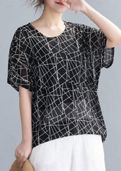 Bohemian o neck shirts Inspiration black print top STP200409