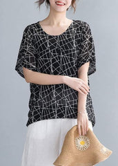 Bohemian o neck shirts Inspiration black print top STP200409