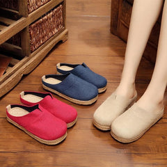 Boutique Flat Shoes For Women Red Cotton Linen Fabric Slippers Shoes LT210630