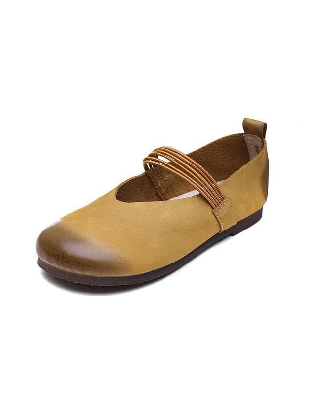 Boutique Lace Up Flats Yellow Suede PDX210609