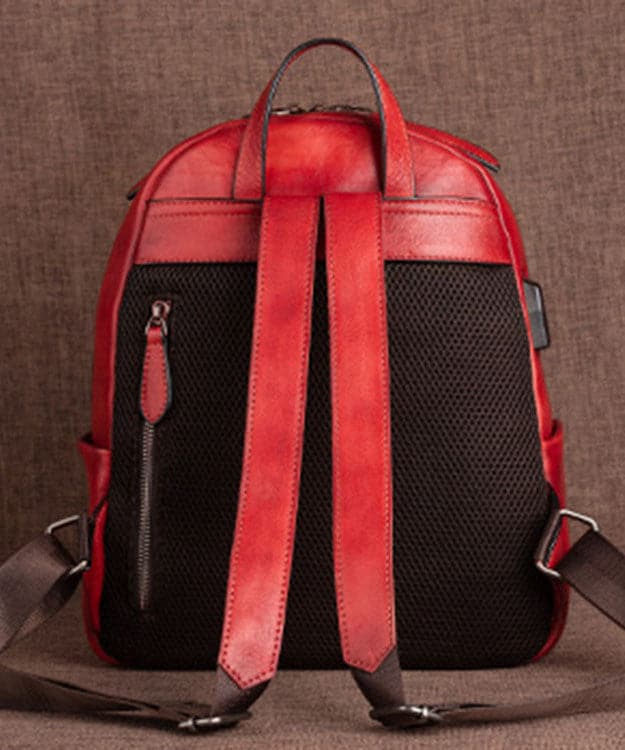 Boutique Red Lotus Paitings Calf Leather Backpack Bag BGS211230