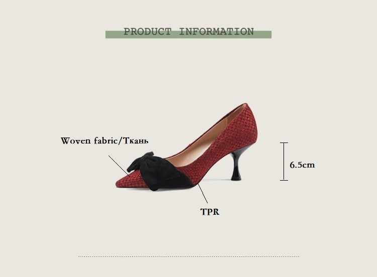 Bowknot Pointed Toe Stiletto Women's Casual Shoes GCSASD29 Thin High Heels Touchy Style