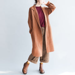 Brick red long woolen coats oversized winter cardigans jackets CDG171028