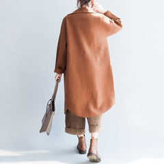 Brick red long woolen coats oversized winter cardigans jackets CDG171028